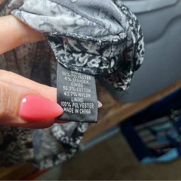 Adriana Papell Gray Black Paisley Bodycon Lowcut Sexy Stretchy Date‎ Night Dress - Picture 7 of 10